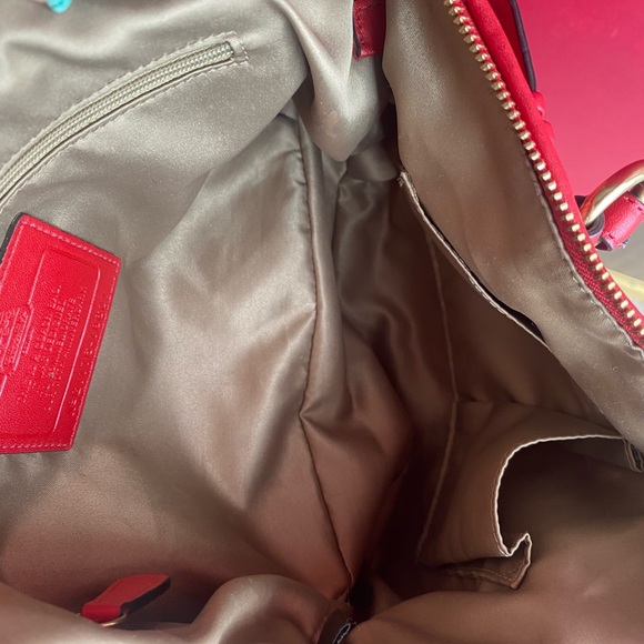 70th Anniversary Coach Festive Red Chevron Nylon Quilted Satchel Vday or Holiday - Picture 7 of 10